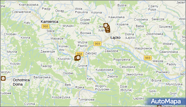 mapa Zarzecze gmina Łącko, Zarzecze gmina Łącko na mapie Targeo