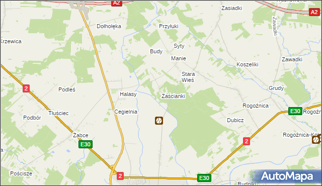 mapa Zaścianki gmina Międzyrzec Podlaski, Zaścianki gmina Międzyrzec Podlaski na mapie Targeo