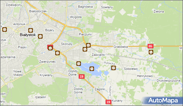 mapa Zaścianki gmina Supraśl, Zaścianki gmina Supraśl na mapie Targeo