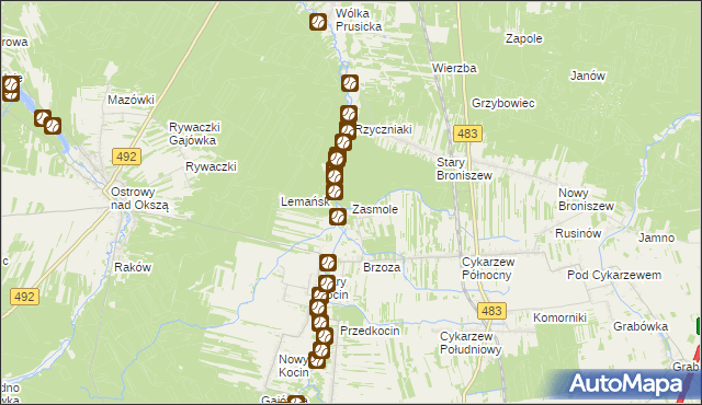 mapa Zasmole, Zasmole na mapie Targeo