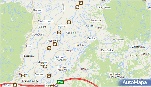 mapa Zatoka gmina Bochnia, Zatoka gmina Bochnia na mapie Targeo