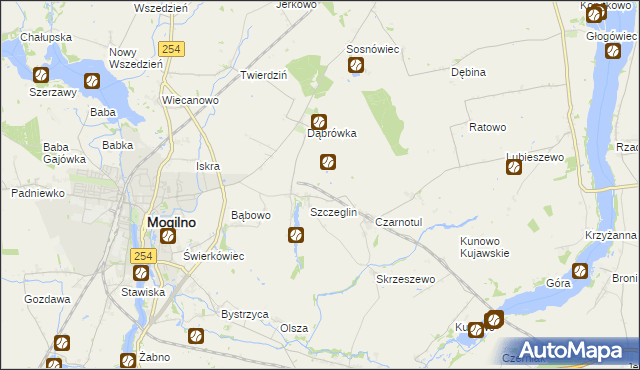 mapa Zazdrość gmina Mogilno, Zazdrość gmina Mogilno na mapie Targeo