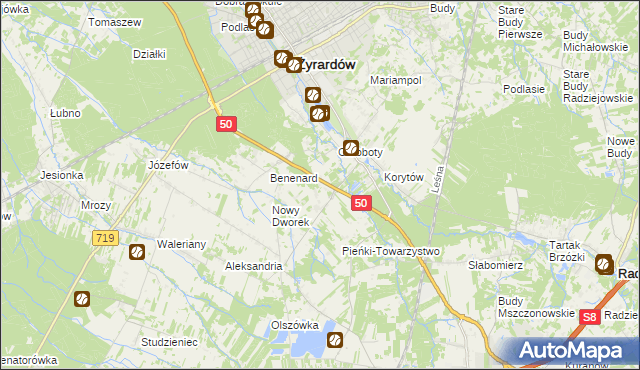 mapa Zazdrość gmina Radziejowice, Zazdrość gmina Radziejowice na mapie Targeo