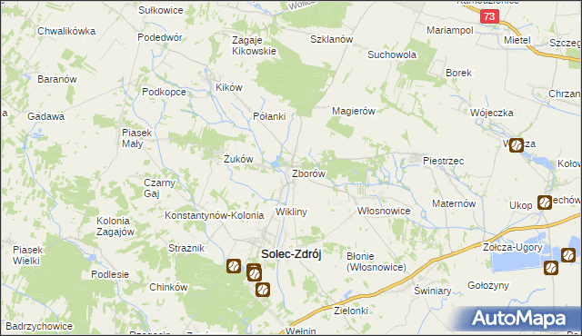 mapa Zborów gmina Solec-Zdrój, Zborów gmina Solec-Zdrój na mapie Targeo