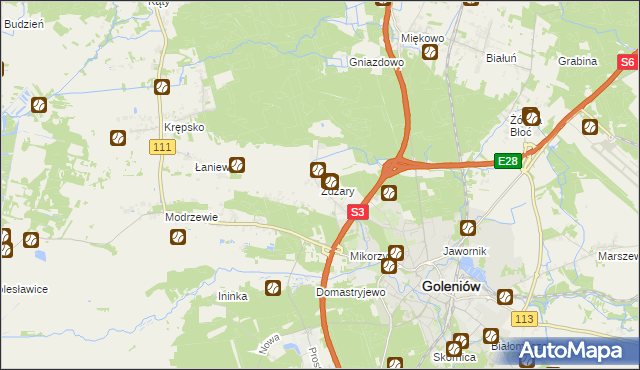 mapa Żdżary gmina Goleniów, Żdżary gmina Goleniów na mapie Targeo