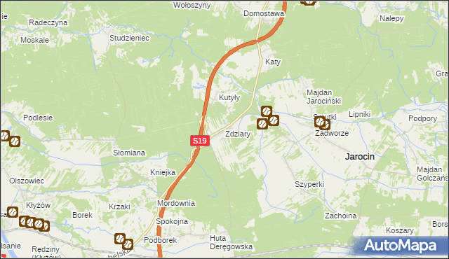 mapa Zdziary gmina Jarocin, Zdziary gmina Jarocin na mapie Targeo