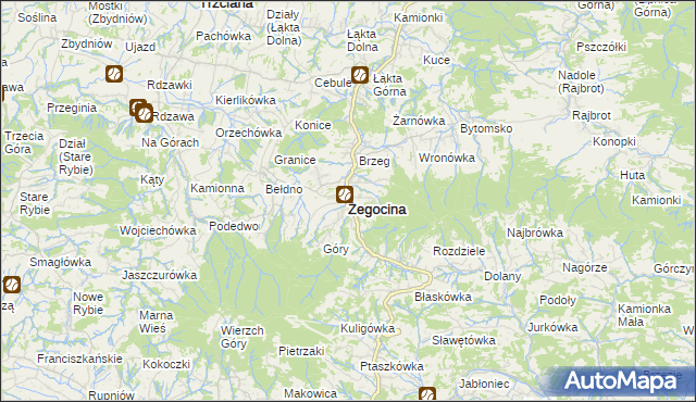 mapa Żegocina, Żegocina na mapie Targeo