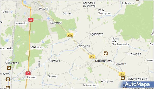 mapa Żelazkowo gmina Niechanowo, Żelazkowo gmina Niechanowo na mapie Targeo