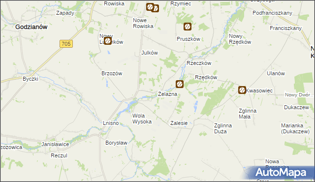 mapa Żelazna gmina Skierniewice, Żelazna gmina Skierniewice na mapie Targeo
