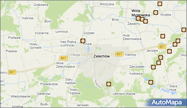 mapa Żelechów powiat garwoliński, Żelechów powiat garwoliński na mapie Targeo