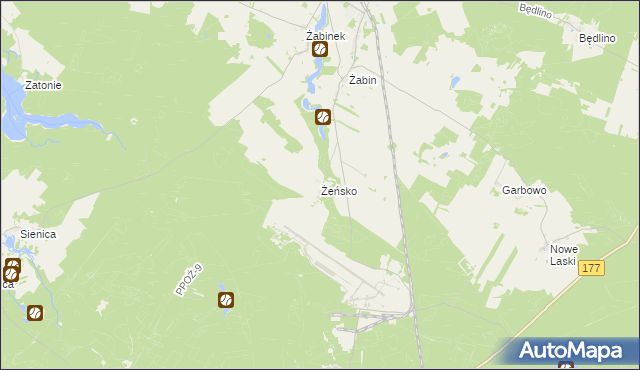 mapa Żeńsko gmina Wierzchowo, Żeńsko gmina Wierzchowo na mapie Targeo