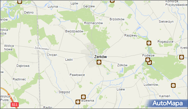 mapa Żerków powiat jarociński, Żerków powiat jarociński na mapie Targeo