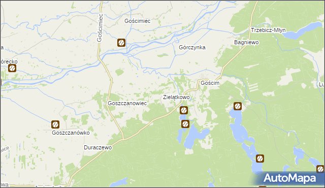 mapa Zielątkowo gmina Drezdenko, Zielątkowo gmina Drezdenko na mapie Targeo