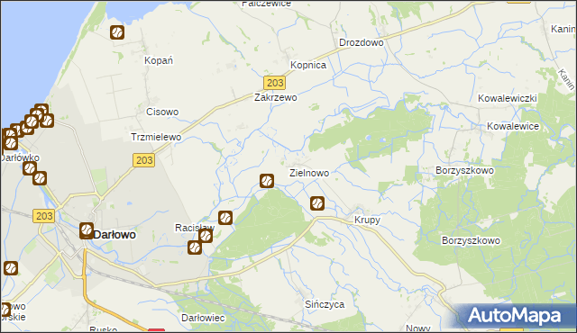 mapa Zielnowo gmina Darłowo, Zielnowo gmina Darłowo na mapie Targeo