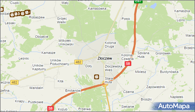 mapa Złoczew, Złoczew na mapie Targeo