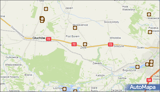 mapa Złota gmina Głuchów, Złota gmina Głuchów na mapie Targeo