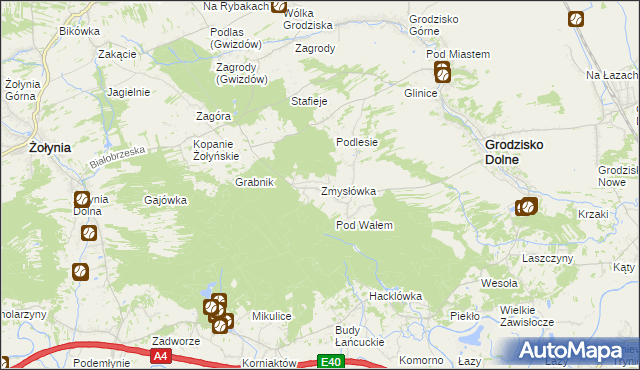 mapa Zmysłówka gmina Grodzisko Dolne, Zmysłówka gmina Grodzisko Dolne na mapie Targeo