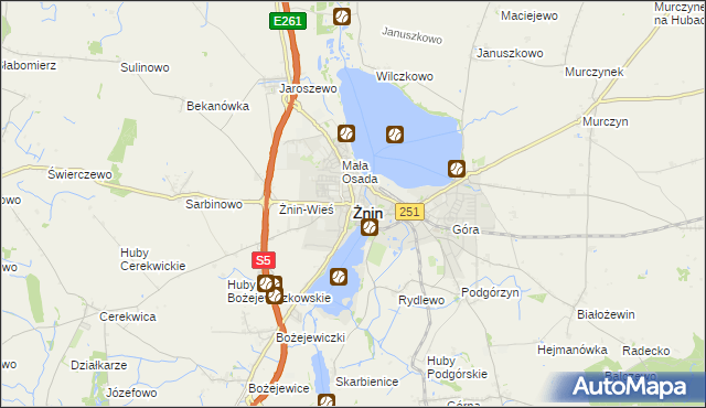 mapa Żnin, Żnin na mapie Targeo