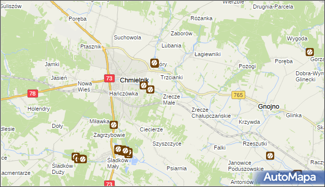 mapa Zrecze Małe, Zrecze Małe na mapie Targeo