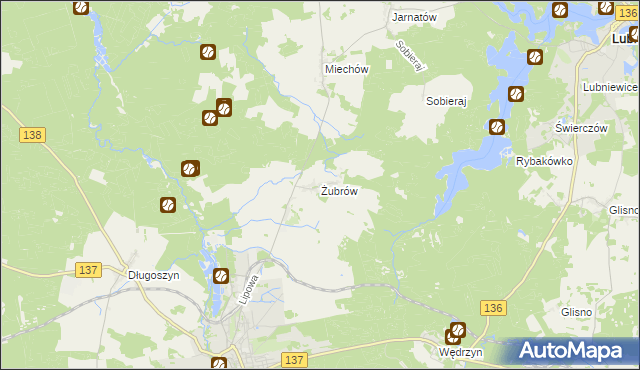 mapa Żubrów, Żubrów na mapie Targeo