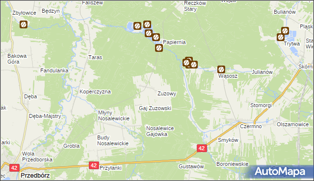 mapa Zuzowy, Zuzowy na mapie Targeo