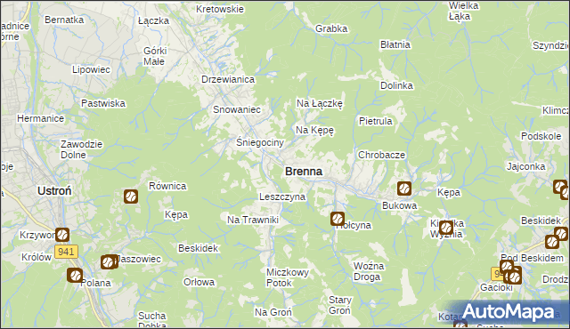 mapa Brenna, Brenna na mapie Targeo