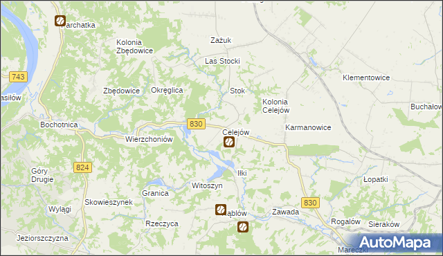 mapa Celejów gmina Wąwolnica, Celejów gmina Wąwolnica na mapie Targeo