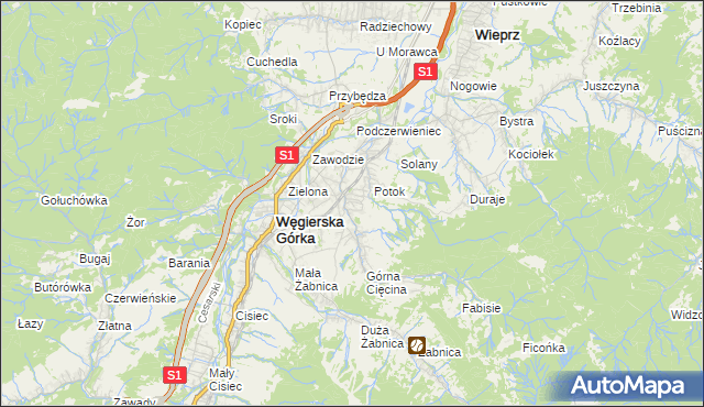 mapa Cięcina, Cięcina na mapie Targeo