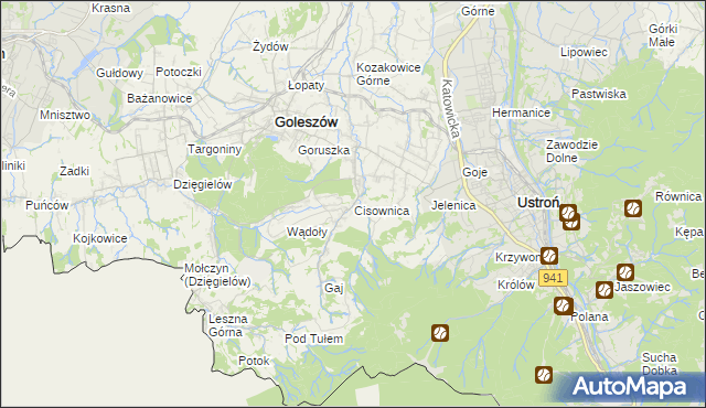 mapa Cisownica, Cisownica na mapie Targeo