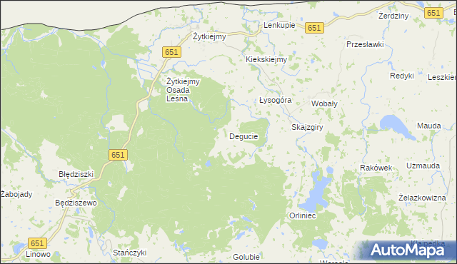 mapa Degucie gmina Dubeninki, Degucie gmina Dubeninki na mapie Targeo