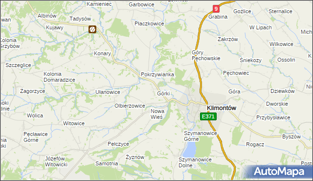 mapa Górki gmina Klimontów, Górki gmina Klimontów na mapie Targeo