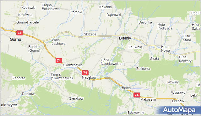 mapa Górki Napękowskie, Górki Napękowskie na mapie Targeo