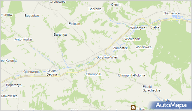 mapa Gorzków-Wieś, Gorzków-Wieś na mapie Targeo