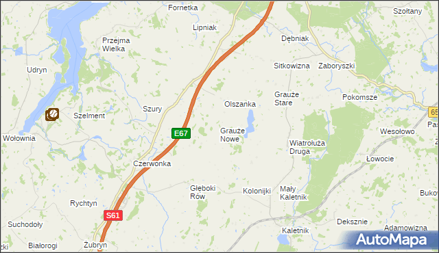 mapa Grauże Nowe, Grauże Nowe na mapie Targeo