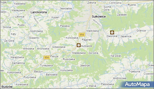 mapa Harbutowice gmina Sułkowice, Harbutowice gmina Sułkowice na mapie Targeo