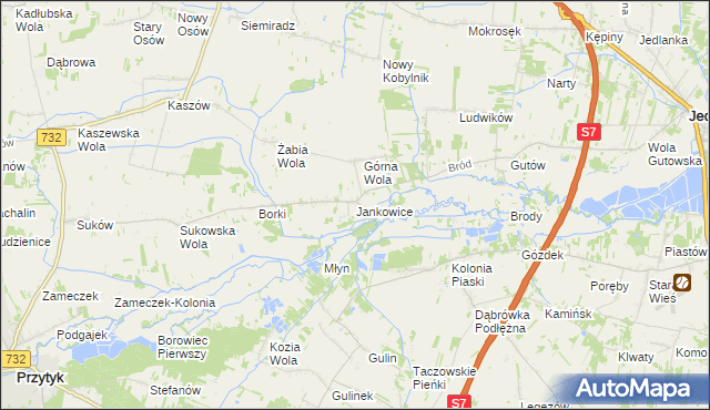 mapa Jankowice gmina Jedlińsk, Jankowice gmina Jedlińsk na mapie Targeo