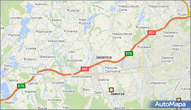 mapa Jasienica powiat bielski, Jasienica powiat bielski na mapie Targeo