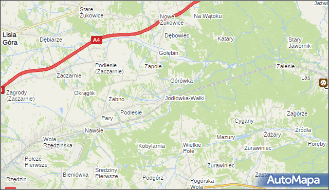 mapa Jodłówka-Wałki, Jodłówka-Wałki na mapie Targeo