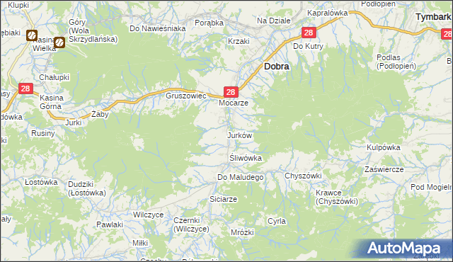 mapa Jurków gmina Dobra, Jurków gmina Dobra na mapie Targeo