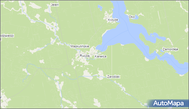 mapa Karwica gmina Ruciane-Nida, Karwica gmina Ruciane-Nida na mapie Targeo