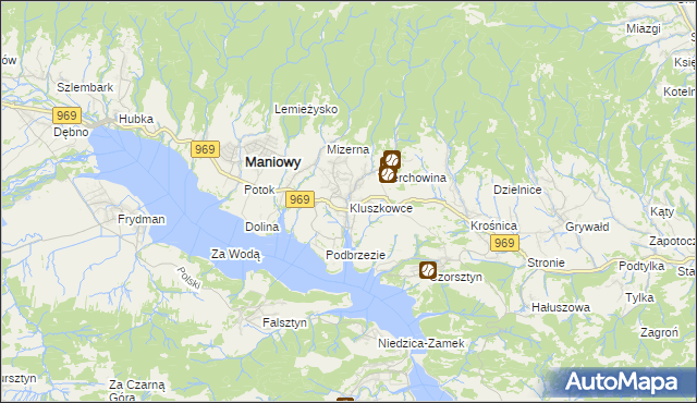 mapa Kluszkowce, Kluszkowce na mapie Targeo