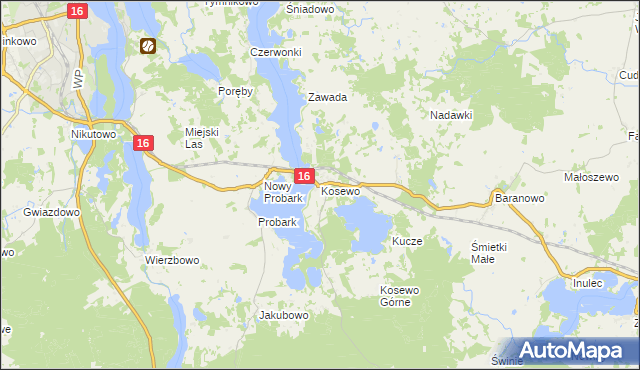 mapa Kosewo gmina Mrągowo, Kosewo gmina Mrągowo na mapie Targeo