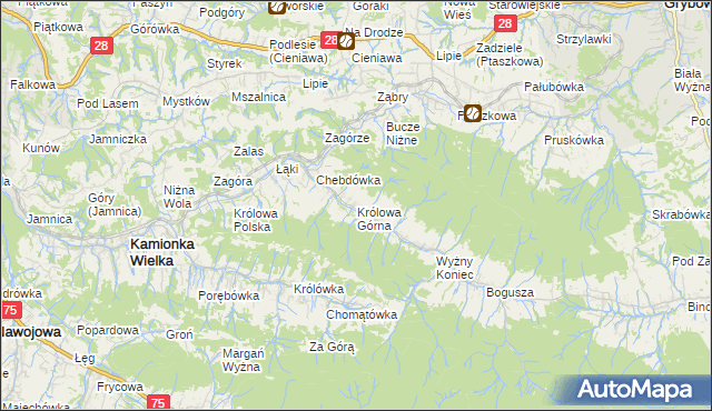 mapa Królowa Górna, Królowa Górna na mapie Targeo