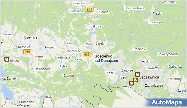 mapa Krościenko nad Dunajcem, Krościenko nad Dunajcem na mapie Targeo