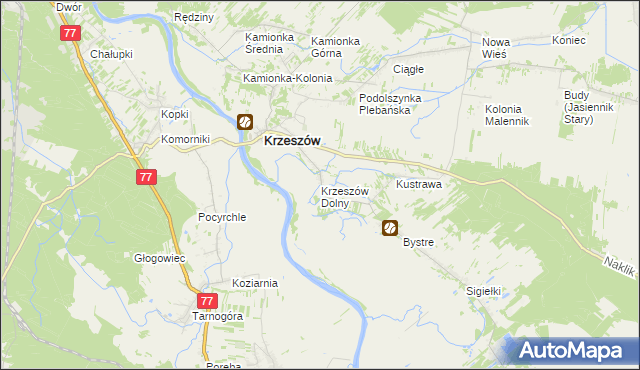 mapa Krzeszów Dolny, Krzeszów Dolny na mapie Targeo