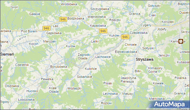 mapa Lachowice, Lachowice na mapie Targeo