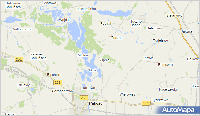 mapa Łącko gmina Pakość, Łącko gmina Pakość na mapie Targeo