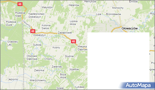 mapa Miejska Dąbrowa, Miejska Dąbrowa na mapie Targeo