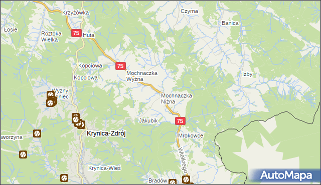 mapa Mochnaczka Niżna, Mochnaczka Niżna na mapie Targeo