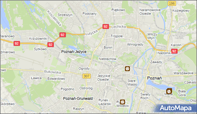 mapa Niestachów gmina Poznań, Niestachów gmina Poznań na mapie Targeo